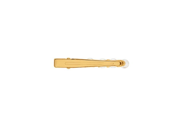 Louis Vuitton Louis Vuitton Minigram Pearls Hairclip In Metal With Gold-Color Finish White Resin Pearls And Steel - view 2