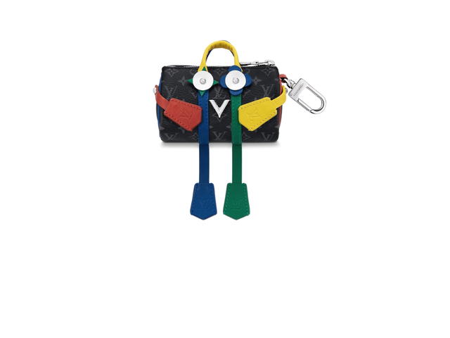 Louis Vuitton Louis Vuitton Mister Keepall Bag Charm And Keychain In Blue Leather With Silver-Color Hardware - view 1