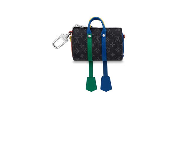 Louis Vuitton Louis Vuitton Mister Keepall Bag Charm And Keychain In Blue Leather With Silver-Color Hardware - view 2