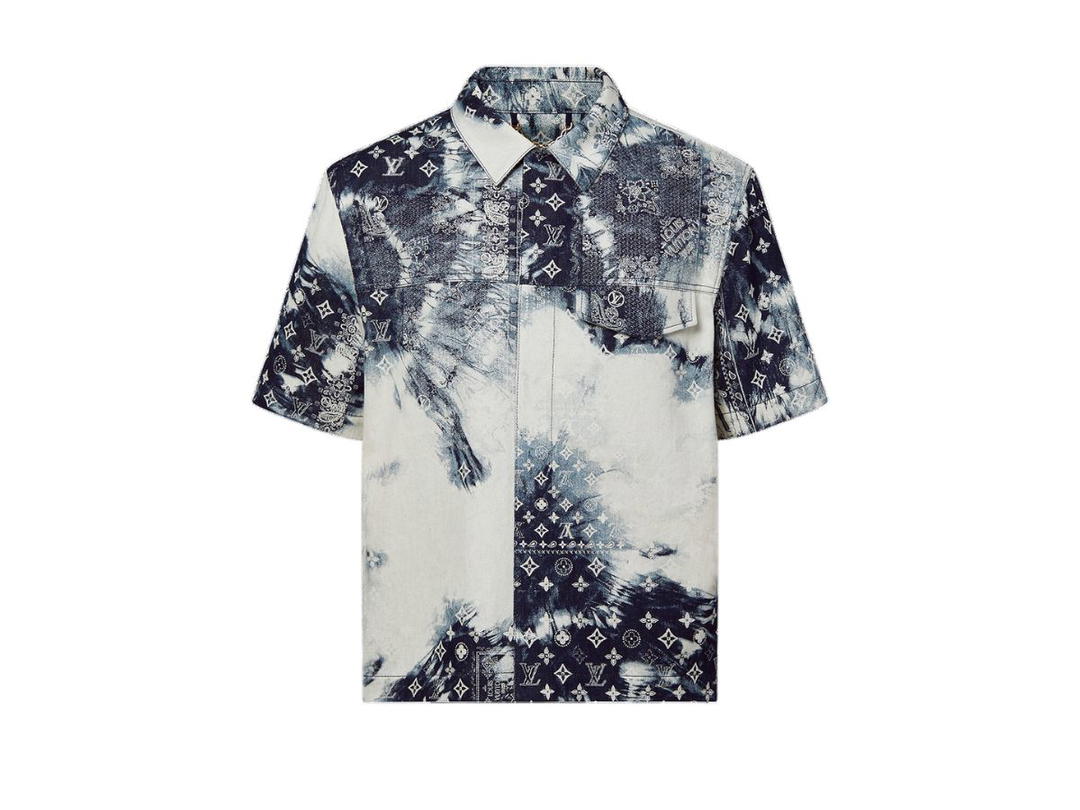 Louis Vuitton Louis Vuitton Monogram Bandana Short-Sleeved Denim Shirt Indigo