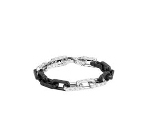Buy Louis Vuitton Monogram Chain Bracelet In Silver-Colour Hardware Black at Sasom – Authentic and Ready to Ship
