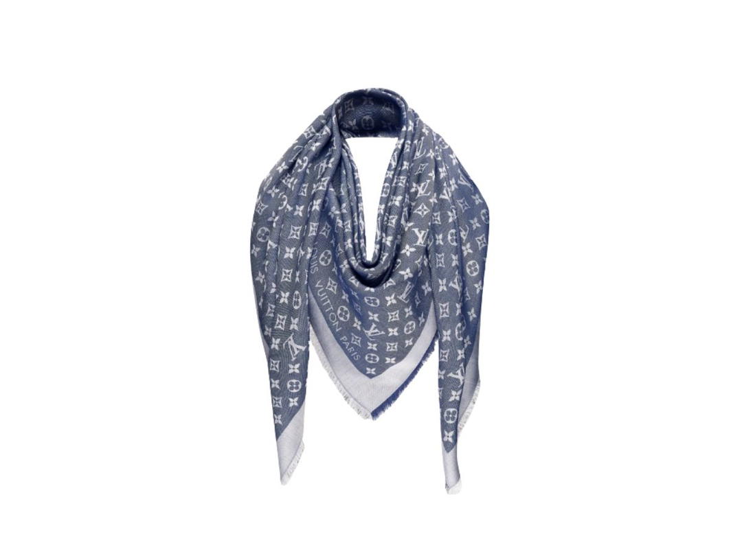 Louis Vuitton Louis Vuitton Monogram Denim Shawl Blue