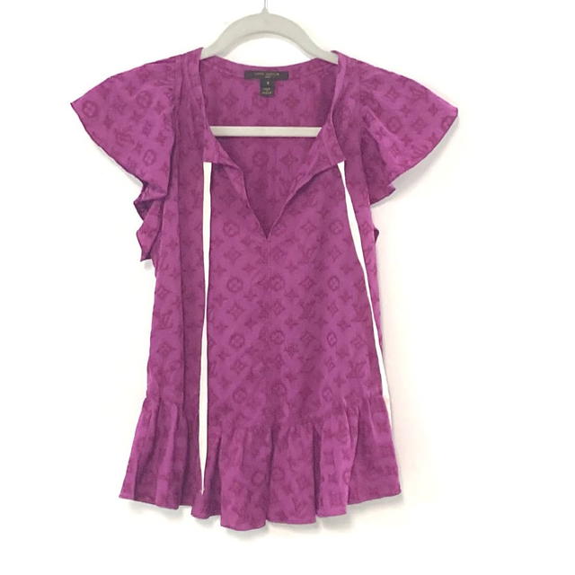 Louis Vuitton LOUIS VUITTON Monogram frills tops Apparel cut Short sleeve T-shirt cotton blue - view 2
