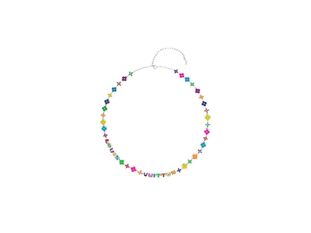 Louis Vuitton Louis Vuitton Monogram Party Necklace With Cheerful Rainbow Of Beads And Silver-Colour Hardware