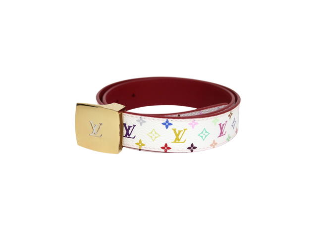 Louis Vuitton Louis Vuitton Multicolor Ceinture Belt 30MM In Monogram Coated Canvas With Gold Hardware Red White - view 1