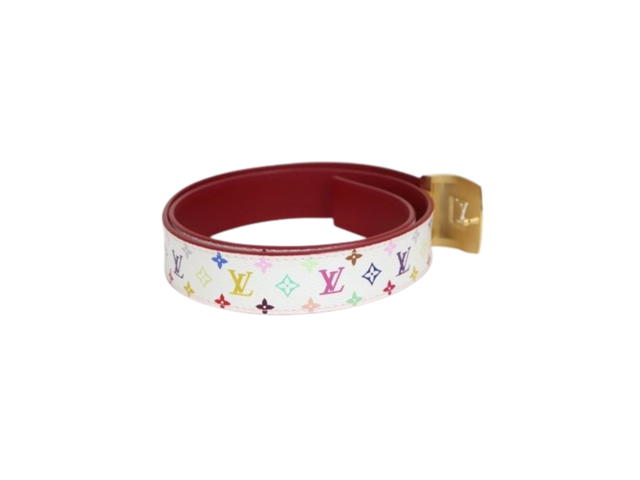 Louis Vuitton Louis Vuitton Multicolor Ceinture Belt 30MM In Monogram Coated Canvas With Gold Hardware Red White - view 2