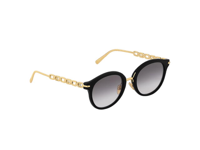 Louis Vuitton Louis Vuitton My LV Chain Two Round Sunglasses In Chain Signature-Gold-Toned And Black Acetate Hardware Frame With Gradient Black Lenses - view 2