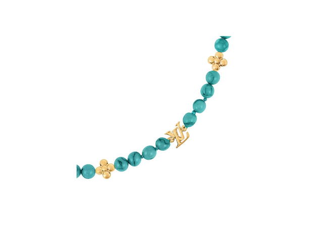 Louis Vuitton Louis Vuitton My LV Pearl Necklace In Gold-Tone Metal With Turquoise Resin Pearls - view 2