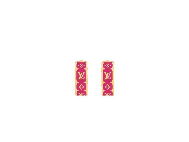 Louis Vuitton Louis Vuitton Nanogram Enamel Earrings In Gold-Tone Metal With Fuchsia Enamel - view 1