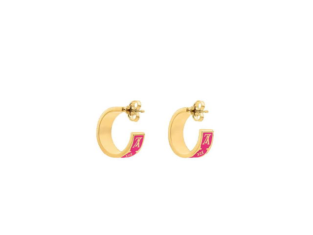 Louis Vuitton Louis Vuitton Nanogram Enamel Earrings In Gold-Tone Metal With Fuchsia Enamel - view 3