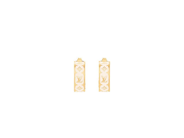 Louis Vuitton Louis Vuitton Nanogram Enamel Earrings In Gold-Tone Metal With White Enamel - view 1