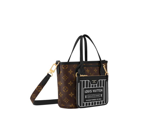 Louis Vuitton Louis Vuitton Neverfull Bandoulière Inside Out BB In Monogram Coated Canvas With Gold-Toned Hardware Black - view 2