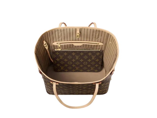 Louis Vuitton Louis Vuitton Neverfull MM Tote Bag In Beige Monogram Coated Canvas With Gold Hardware - view 3