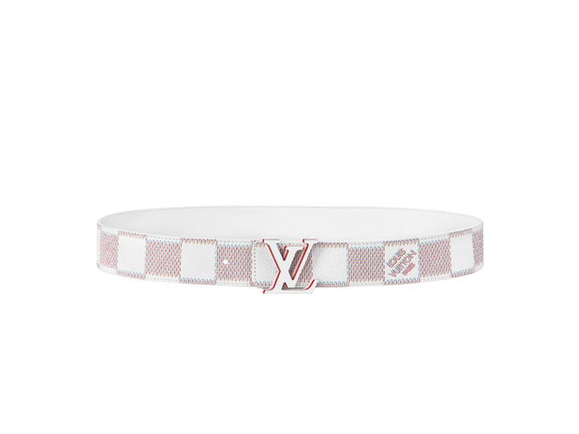 Louis Vuitton Louis Vuitton Optic Reversible Belt 40MM In White Calf Leather On Reverse With Silver-Colour Hardware White-Red - view 1