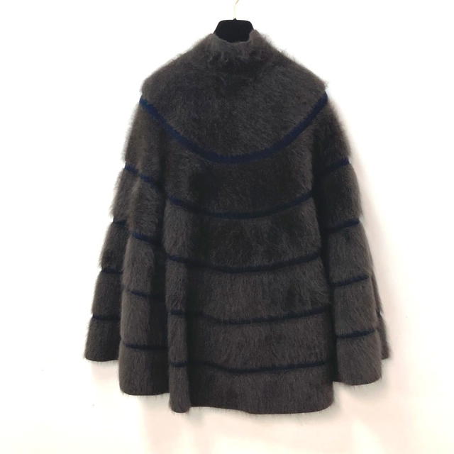 Louis Vuitton LOUIS VUITTON Outerwear Knit fur zip up cape poncho wool / Cashmere Brown/Navy - view 3