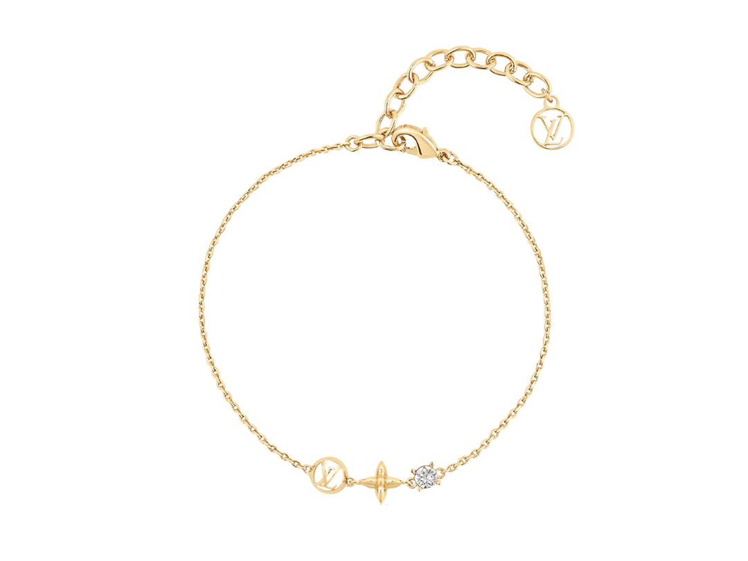 Louis Vuitton Louis Vuitton Petit Louis Bracelet In Gold-color Metal finish With Monogram Flower
