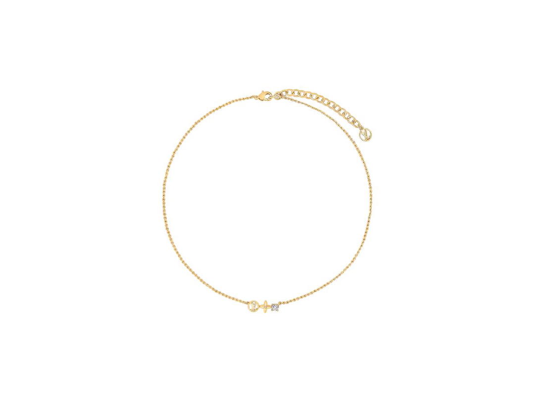 Louis Vuitton Louis Vuitton Petit Louis Necklace In Gold-Color Finish Metal With LV Circle And Monogram Flower-Crystal Charms