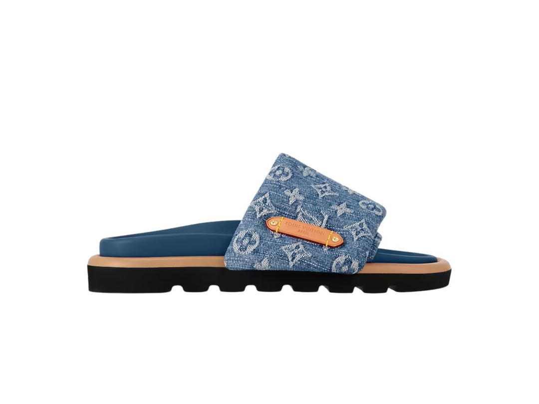 Louis Vuitton Louis Vuitton Pool Pillow Flat Comfort Mule Monogram Denim Blue (W)