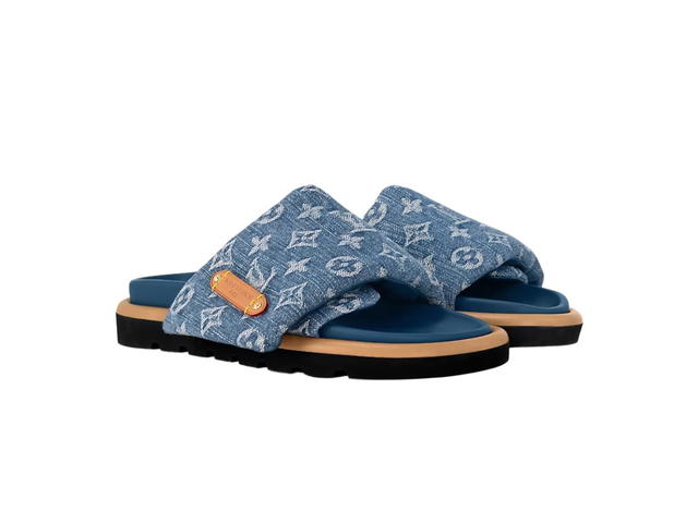 Louis Vuitton Louis Vuitton Pool Pillow Flat Comfort Mule Monogram Denim Blue (W) - view 2