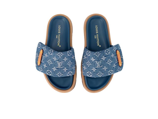 Louis Vuitton Louis Vuitton Pool Pillow Flat Comfort Mule Monogram Denim Blue (W) - view 3