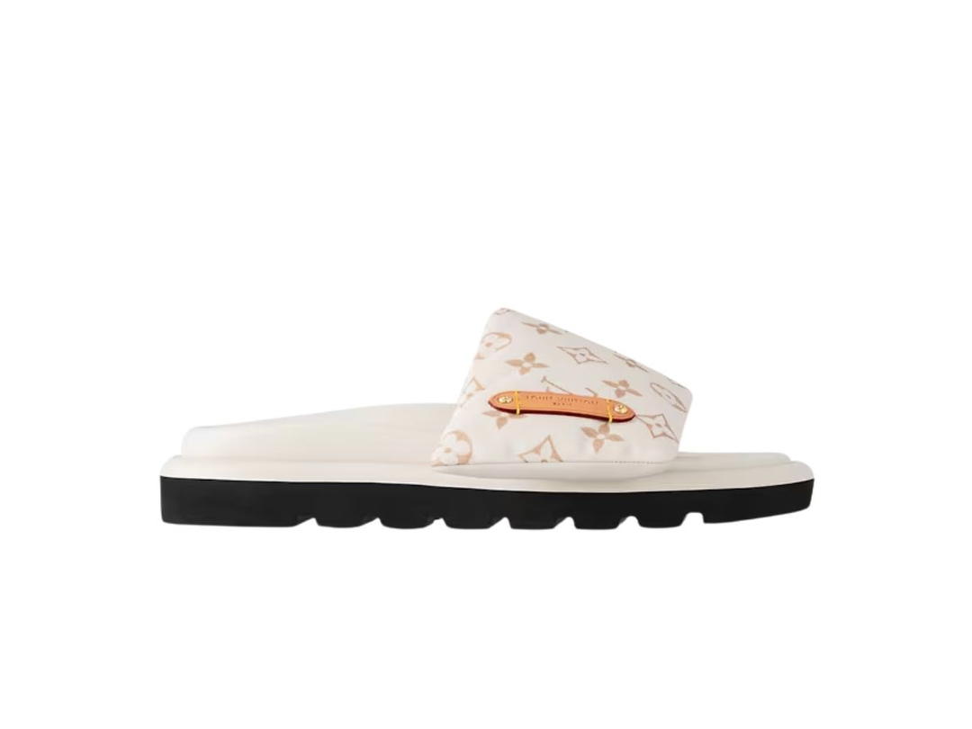 Louis Vuitton Louis Vuitton Pool Pillow Flat Comfort Mules Monogram Nylon Beige (W)