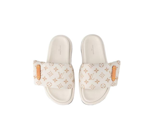 Louis Vuitton Louis Vuitton Pool Pillow Flat Comfort Mules Monogram Nylon Beige (W) - view 3
