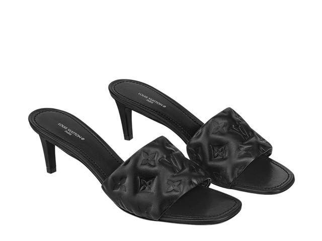 Louis Vuitton Louis Vuitton Revival Mule In Leather Outsole With Monogram-Embossed Lambskin Noir - view 2