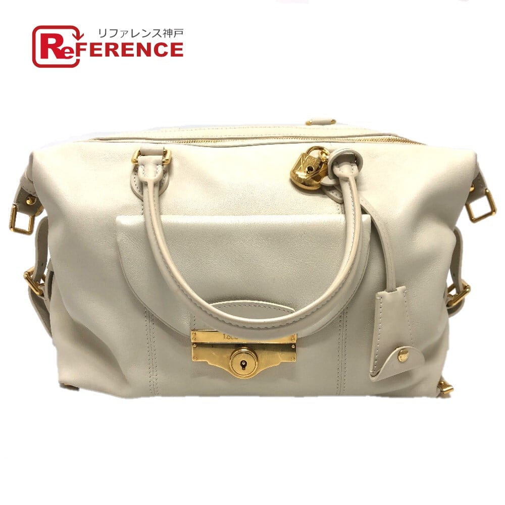 Louis Vuitton LOUIS VUITTON Sac Louis Special Order Duffle Bag Leather White/GoldHardware
