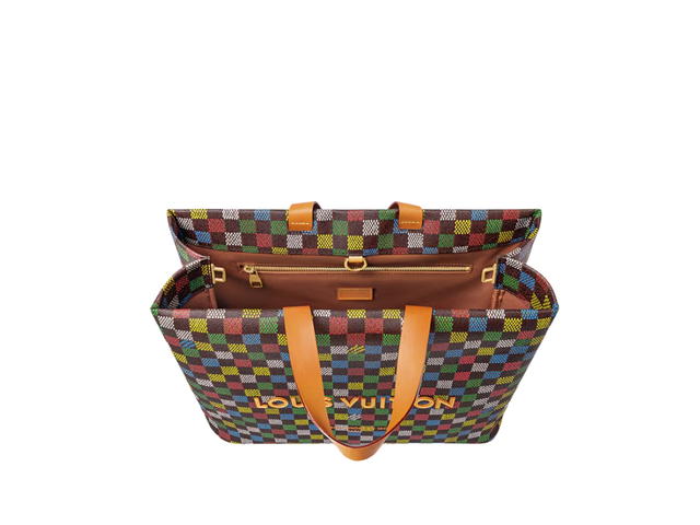 Louis Vuitton Louis Vuitton Shopper Tote MM In LV Vers Damier Ebene coated canvas With Aged-gold-tone Multicolor hardware - view 4