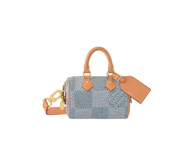 Louis Vuitton Louis Vuitton Speedy 18 Bandoulière In Damier Denim 3D Cotton Canvas With Gold-Color Hardware Blue - view 1