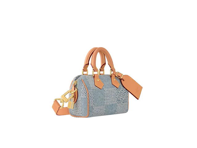 Louis Vuitton Louis Vuitton Speedy 18 Bandoulière In Damier Denim 3D Cotton Canvas With Gold-Color Hardware Blue - view 2