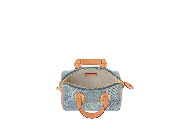 Louis Vuitton Louis Vuitton Speedy 18 Bandoulière In Damier Denim 3D Cotton Canvas With Gold-Color Hardware Blue - view 3