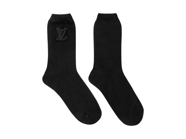 Louis Vuitton Louis Vuitton Strass Socks In Cotton And Polyamide With Strass LV Initials Signature Black - view 2