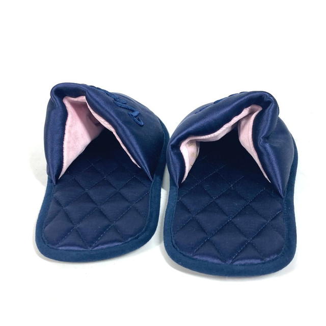 Louis Vuitton LOUIS VUITTON Sweet line logo room shoes shoes slipper Satin Navy - view 4