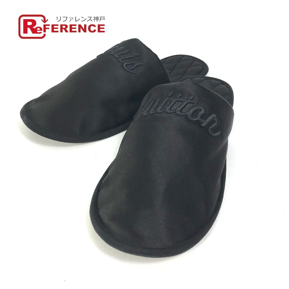 Louis Vuitton LOUIS VUITTON Sweet line LV logo shoes room shoes slipper Satin Black