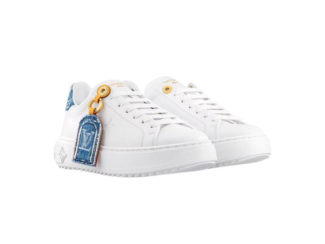 Louis Vuitton Louis Vuitton Time Out Sneaker Calf Leather And Monogram Denim Blue (W) - view 2