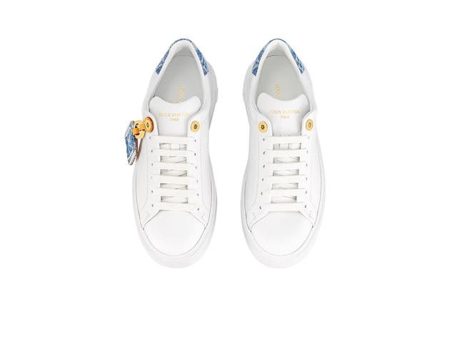 Louis Vuitton Louis Vuitton Time Out Sneaker Calf Leather And Monogram Denim Blue (W) - view 3