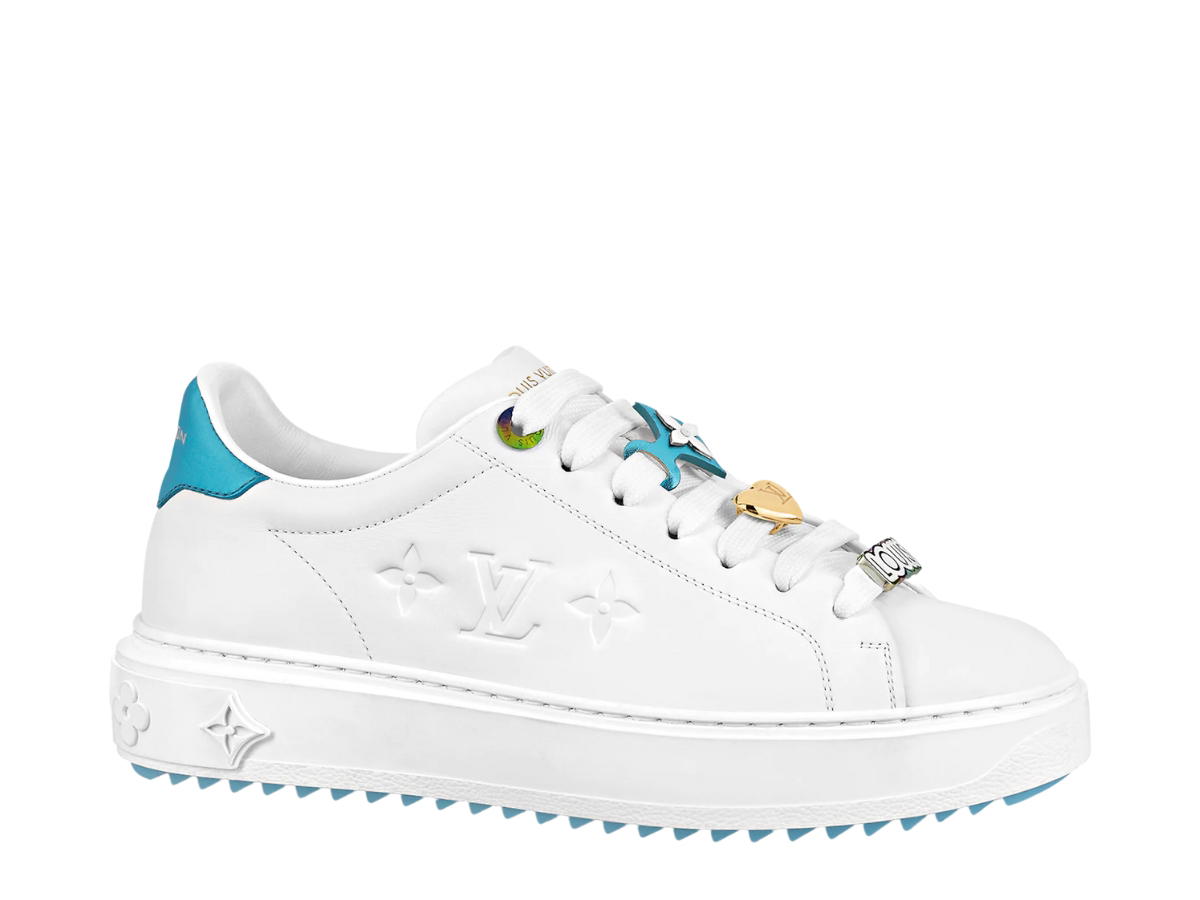 Louis Vuitton Louis Vuitton Time Out Sneaker In Calf Leather With Monogram Flower Light Blue