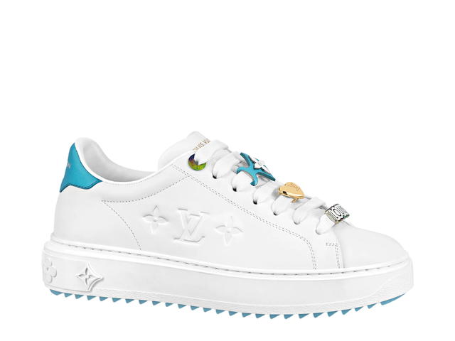 Louis Vuitton Louis Vuitton Time Out Sneaker In Calf Leather With Monogram Flower Light Blue - view 1