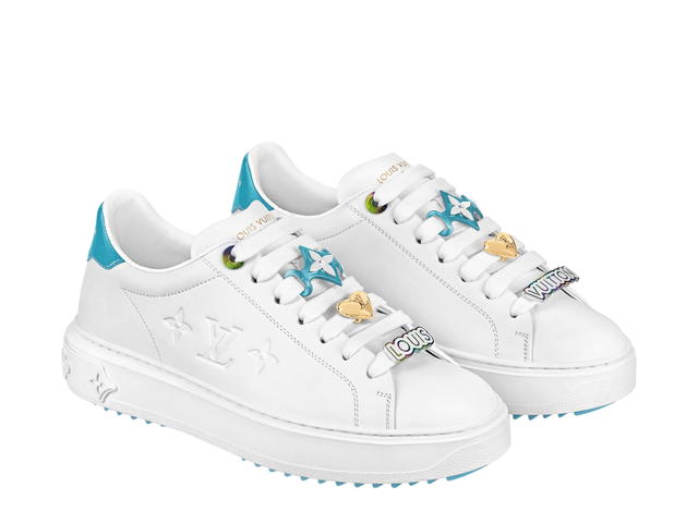Louis Vuitton Louis Vuitton Time Out Sneaker In Calf Leather With Monogram Flower Light Blue - view 2