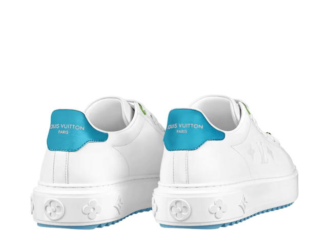 Louis Vuitton Louis Vuitton Time Out Sneaker In Calf Leather With Monogram Flower Light Blue - view 3
