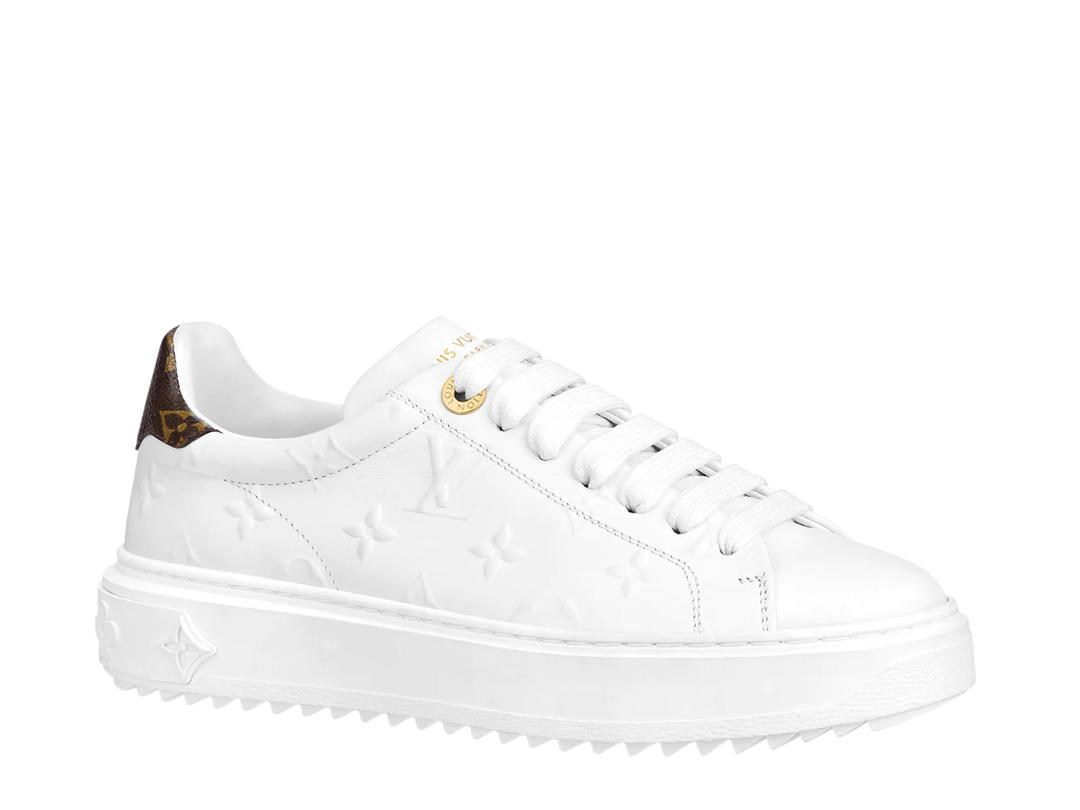 Louis Vuitton Louis Vuitton Time Out Sneaker In Monogram-Debossed Calf Leather With Flowers On The Outsole White