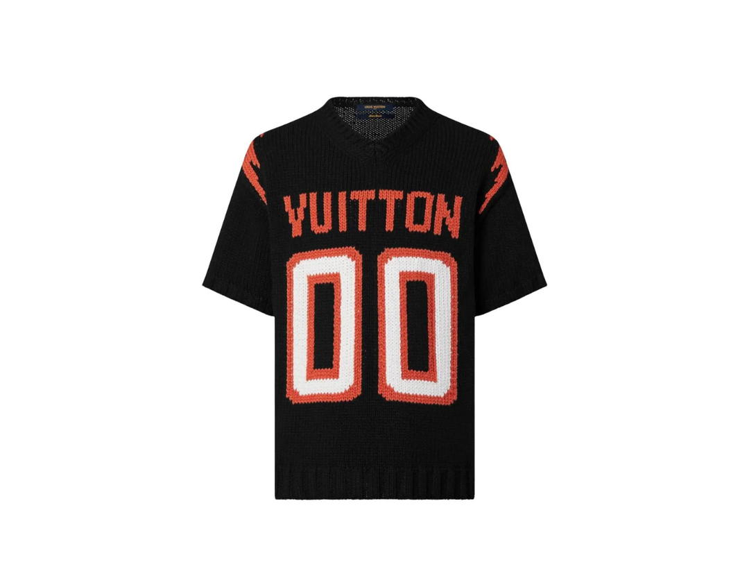 Louis Vuitton Louis Vuitton Virgil Abloh Knit Chunky Intarsia Football Shirt Black-Red