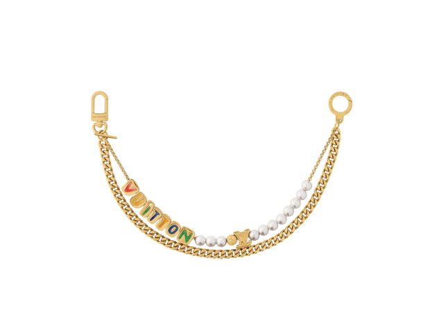 Louis Vuitton Louis Vuitton Chain Belt In Gold Toned Finishing With Glass Pearls And Metallic Lettered Beads Multicolor - view 1