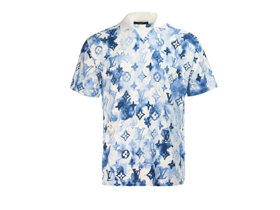 Louis Vuitton Louis Vuitton Watercolor Monogram Polo Shirt White Blue