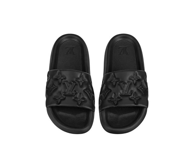 Louis Vuitton Louis Vuitton Waterfront Mule In Rubber Outsole With Monogram-Embossed Rubber Black - view 2