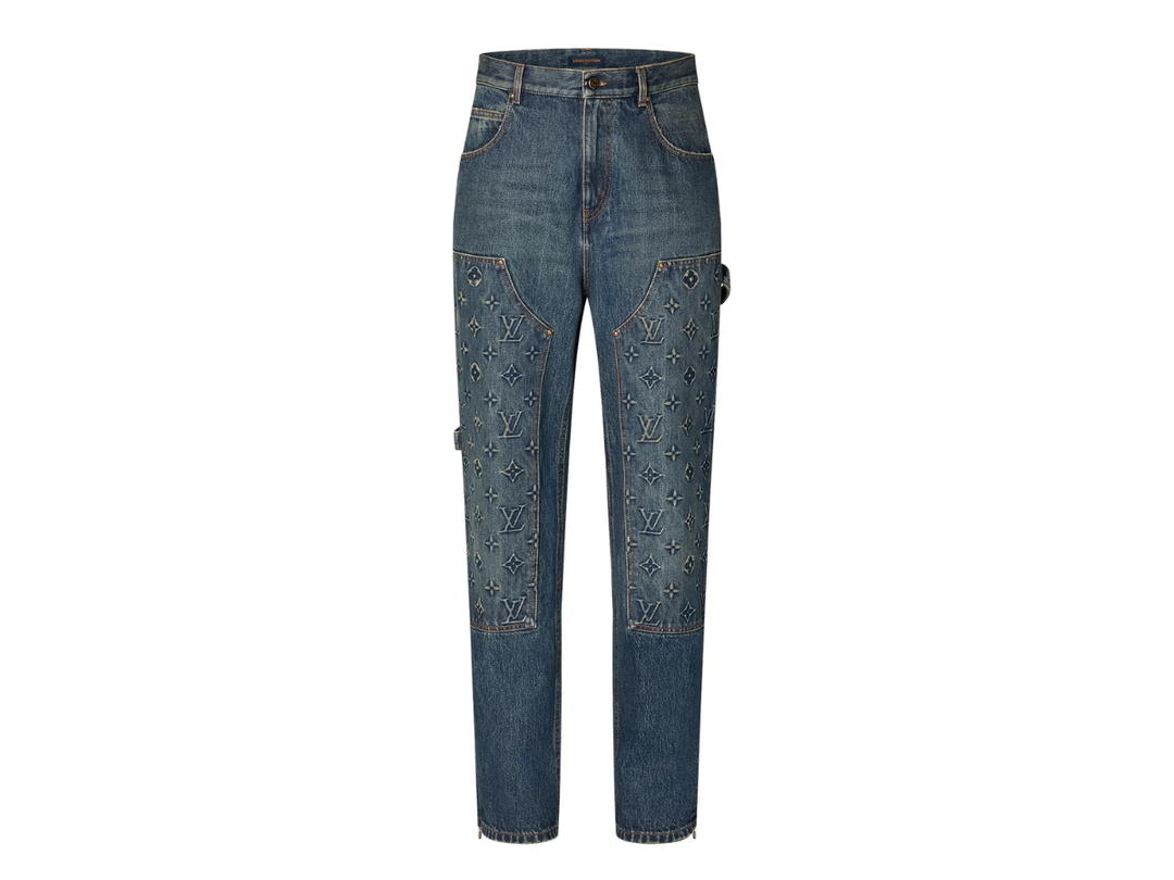Louis Vuitton Louis Vuitton Workwear Denim Carpenter Pants In Monogram-Embossed Chaps And Carpenter Details