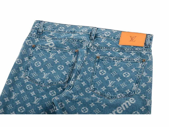 Louis Vuitton Louis Vuitton x Supreme Monogram Jacquard Denim 5-Pocket Jeans - view 3