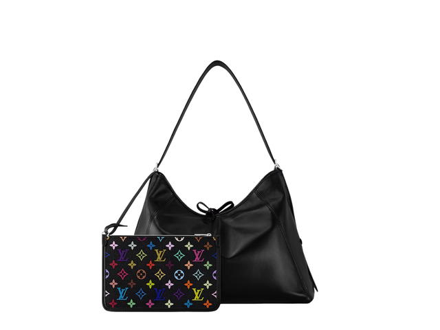 Louis Vuitton Louis Vuitton X Takashi Murakami CarryAll Vibe MM In Black With Silver-Toned Hardware - view 3