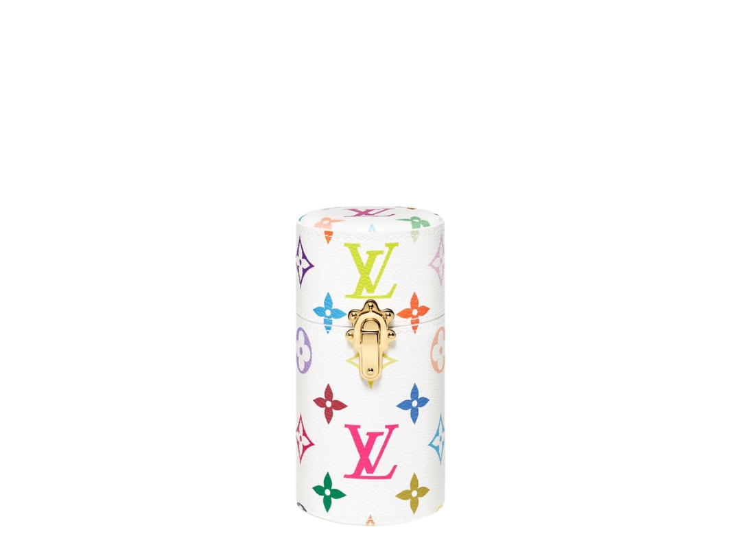 Louis Vuitton Louis Vuitton X Takashi Murakami Fragrance Travel Case In White Monogram Multicolor Coated Canvas With Gold Color Hardware